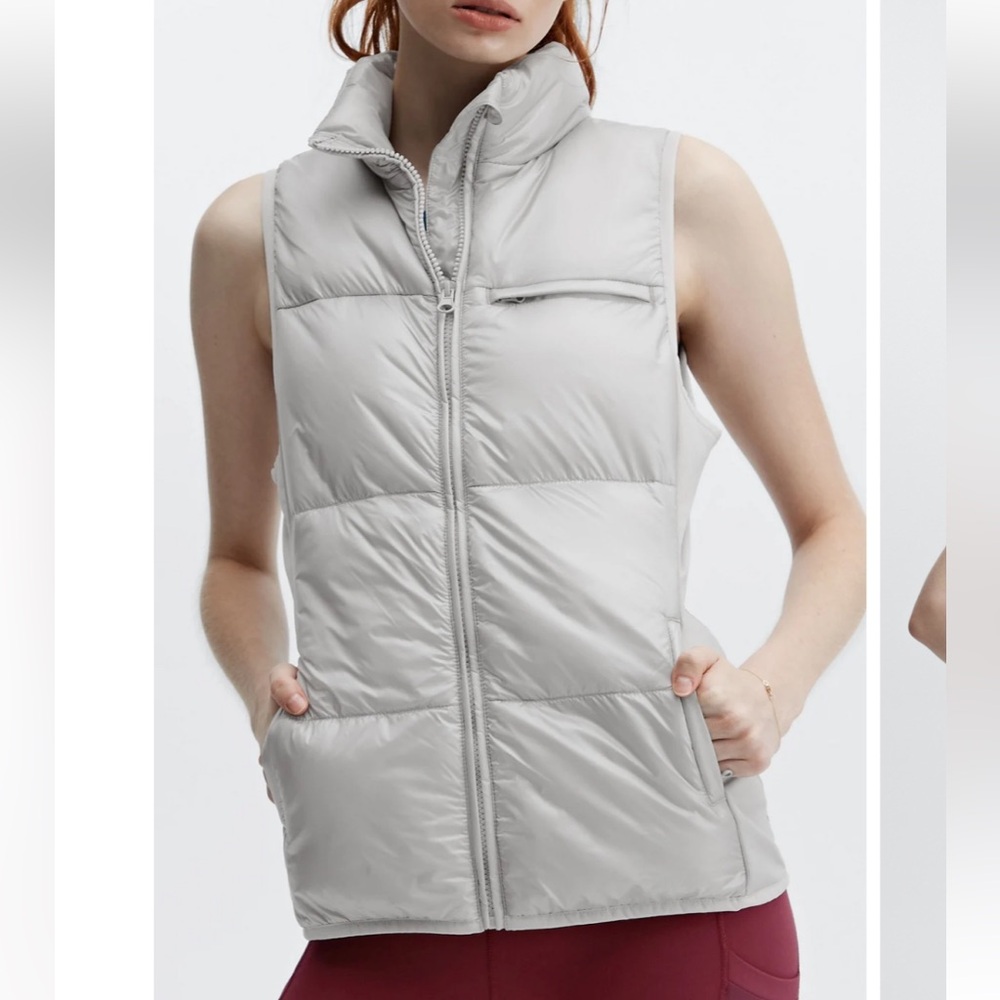NWT FABLETICS SIZE L 10 Elliot Packable Puffer Vest in ash grey‎ zip up